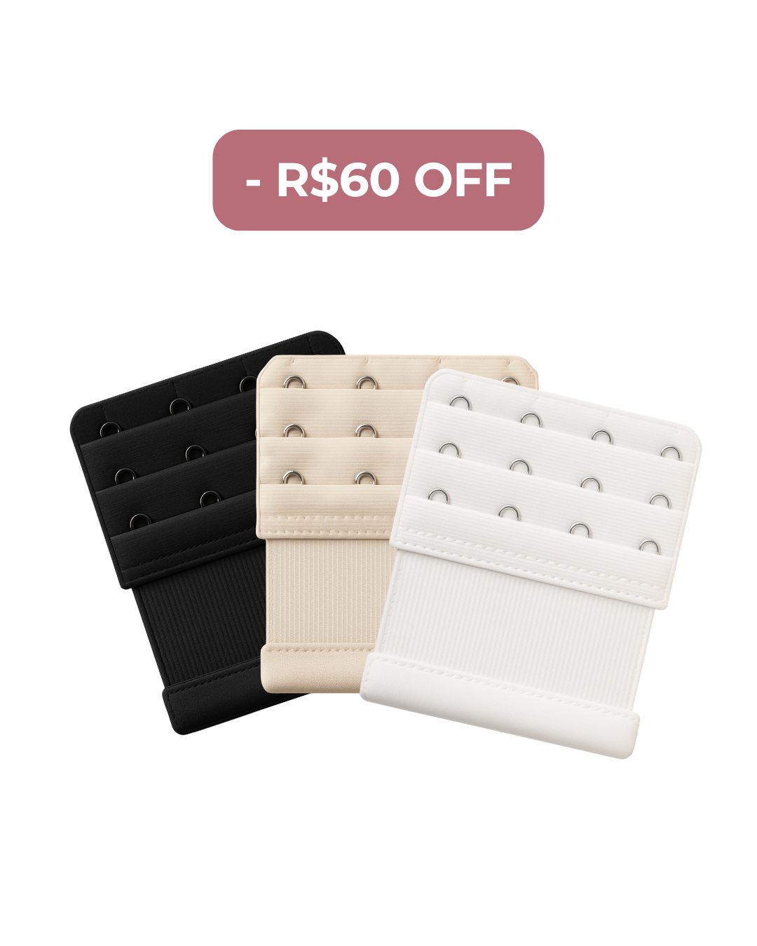 Kit 3 Extensores para Costas Largas 8cm - R$60 OFF