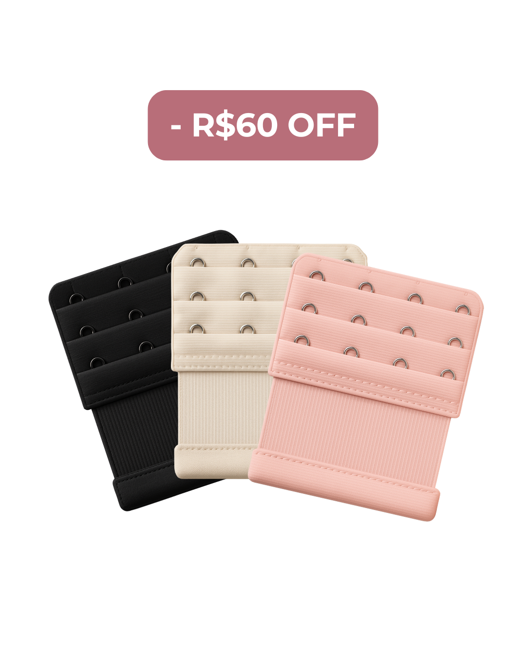 Kit 3 Extensores para Costas Largas 8cm - R$60 OFF