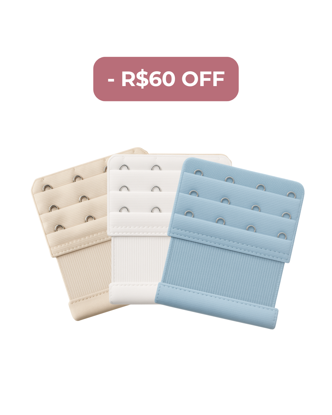 Kit 3 Extensores para Costas Largas 8cm - R$60 OFF