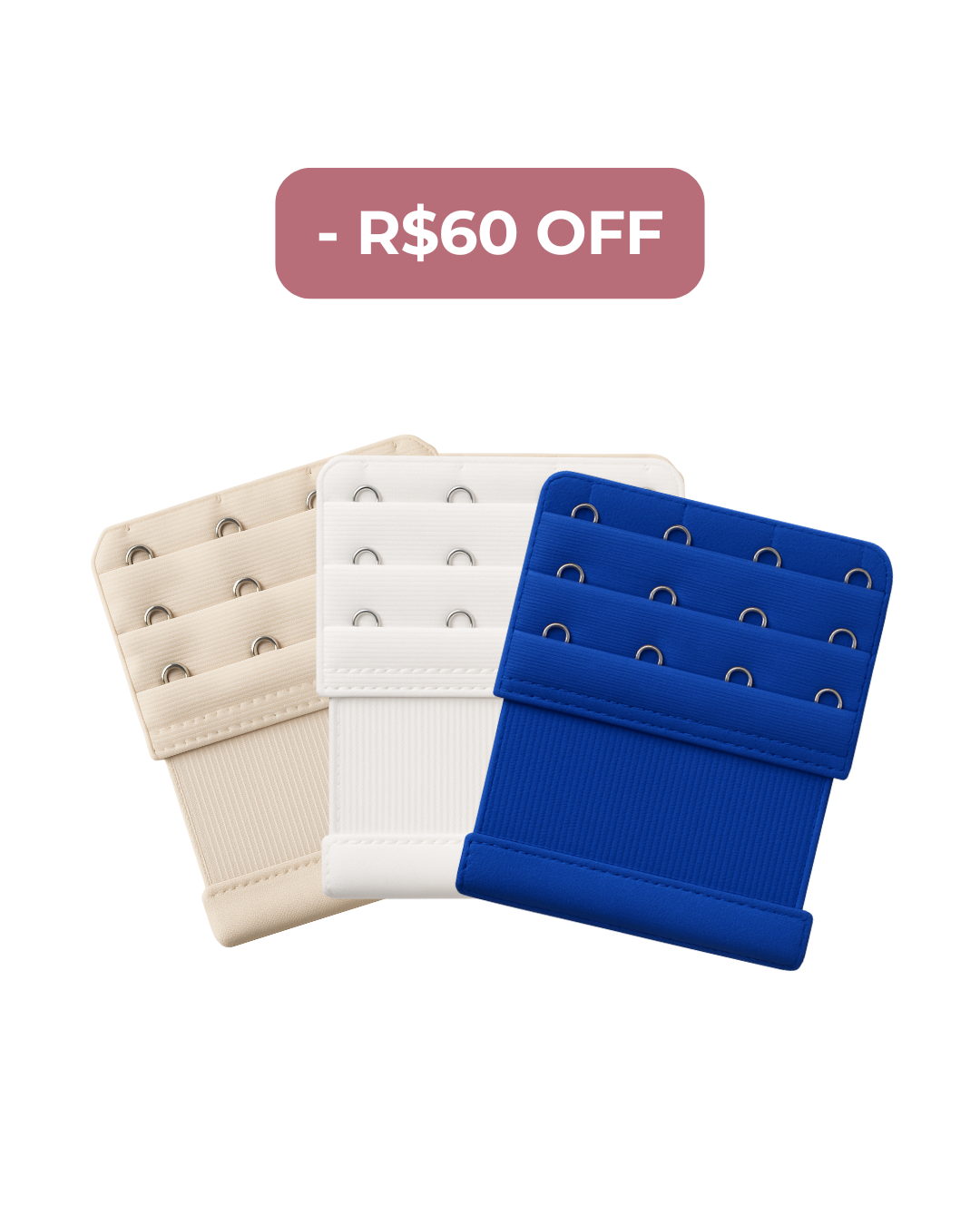 Kit 3 Extensores para Costas Largas 8cm - R$60 OFF