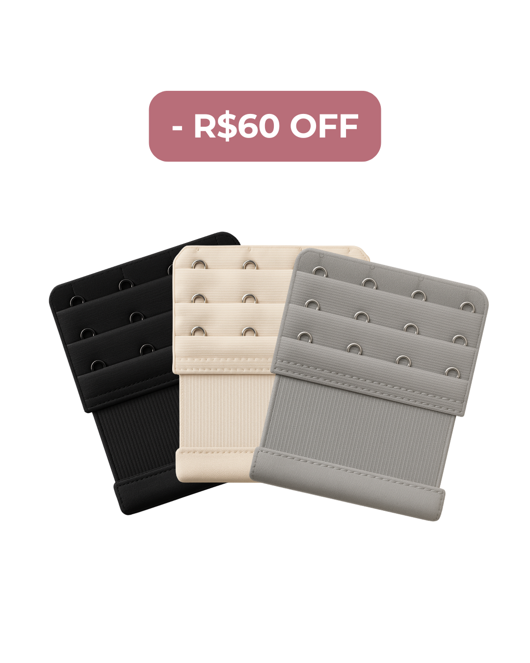 Kit 3 Extensores para Costas Largas 8cm - R$60 OFF