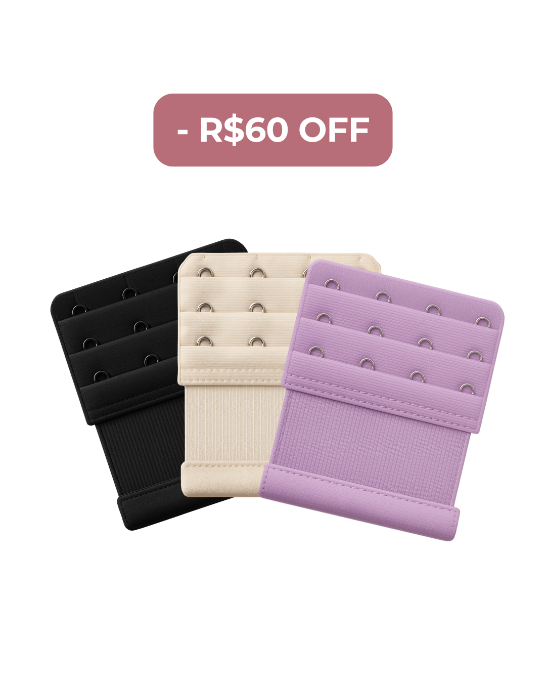 Kit 3 Extensores para Costas Largas 8cm - R$60 OFF