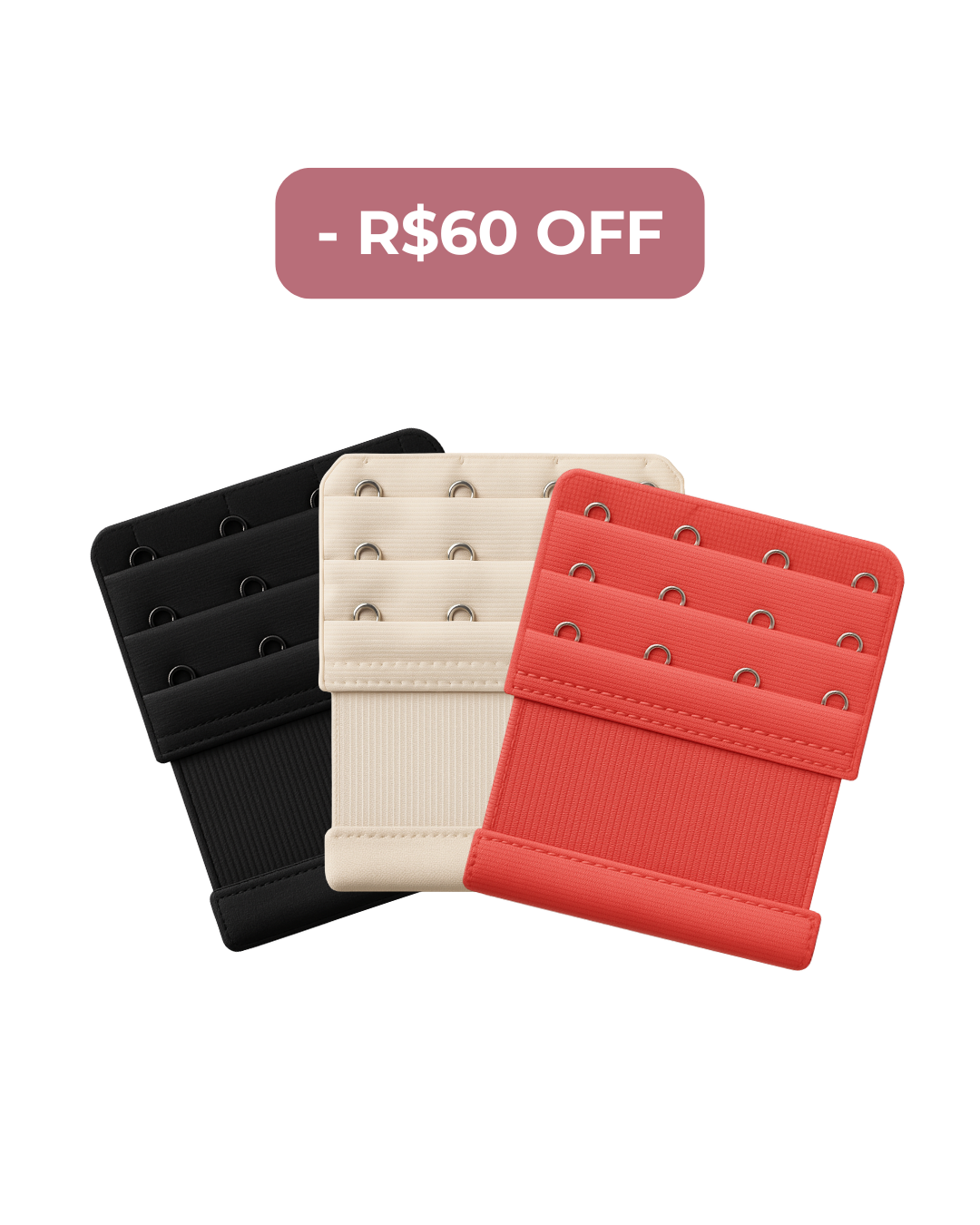 Kit 3 Extensores para Costas Largas 8cm - R$60 OFF