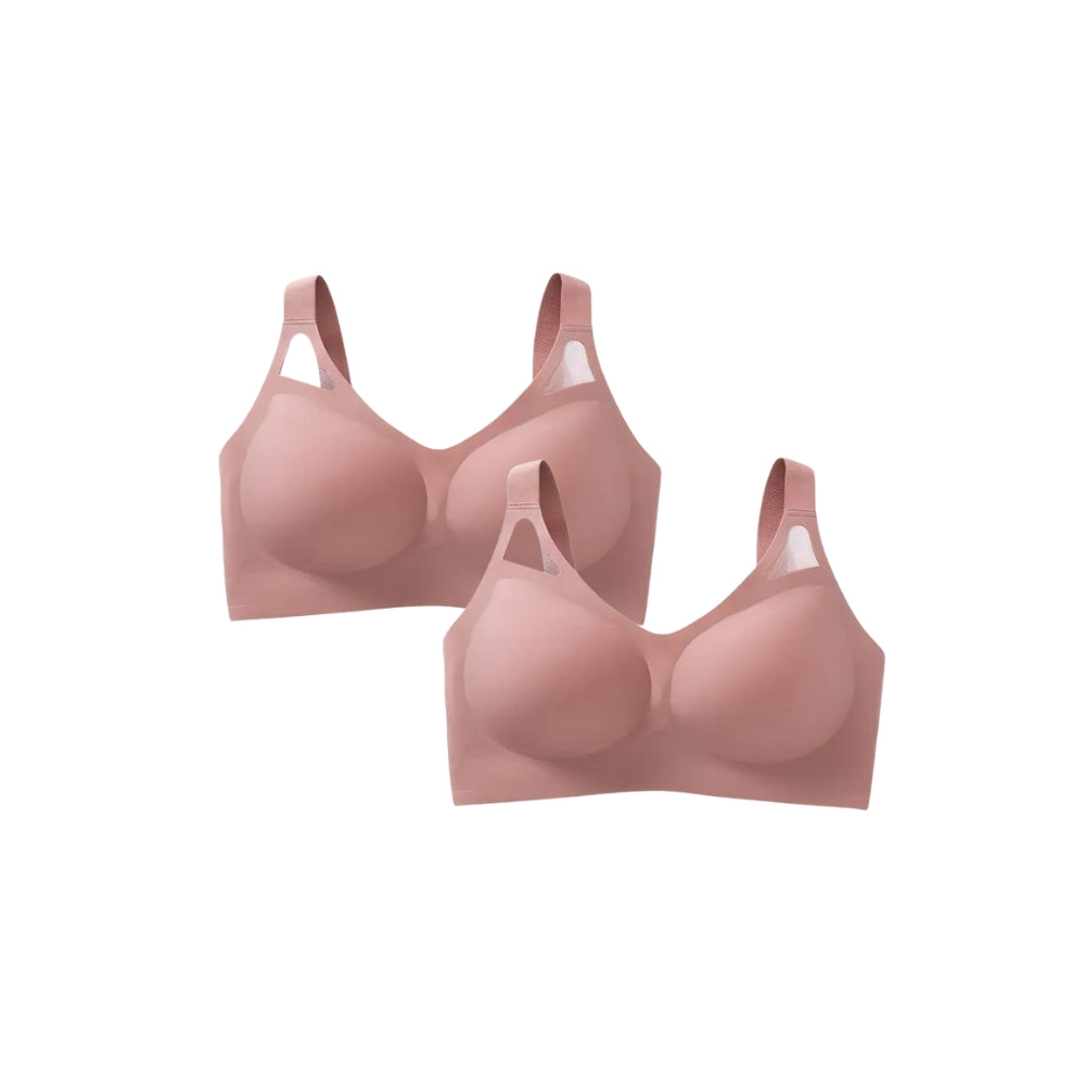 Conjunto de sutiãs roses sem costura, oferecendo conforto e sustentação, ideal para lingerie feminina.