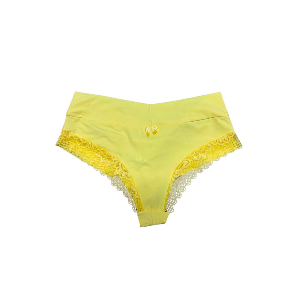 Calcinha Aurora amarela com renda delicada, conforto e elegância