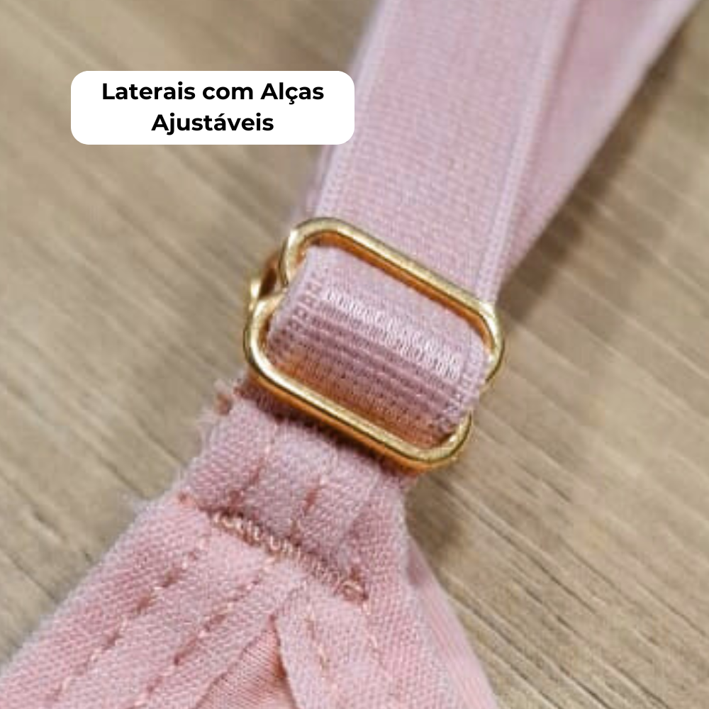 Close-up do fechos de uma calcinha fio dental rosa