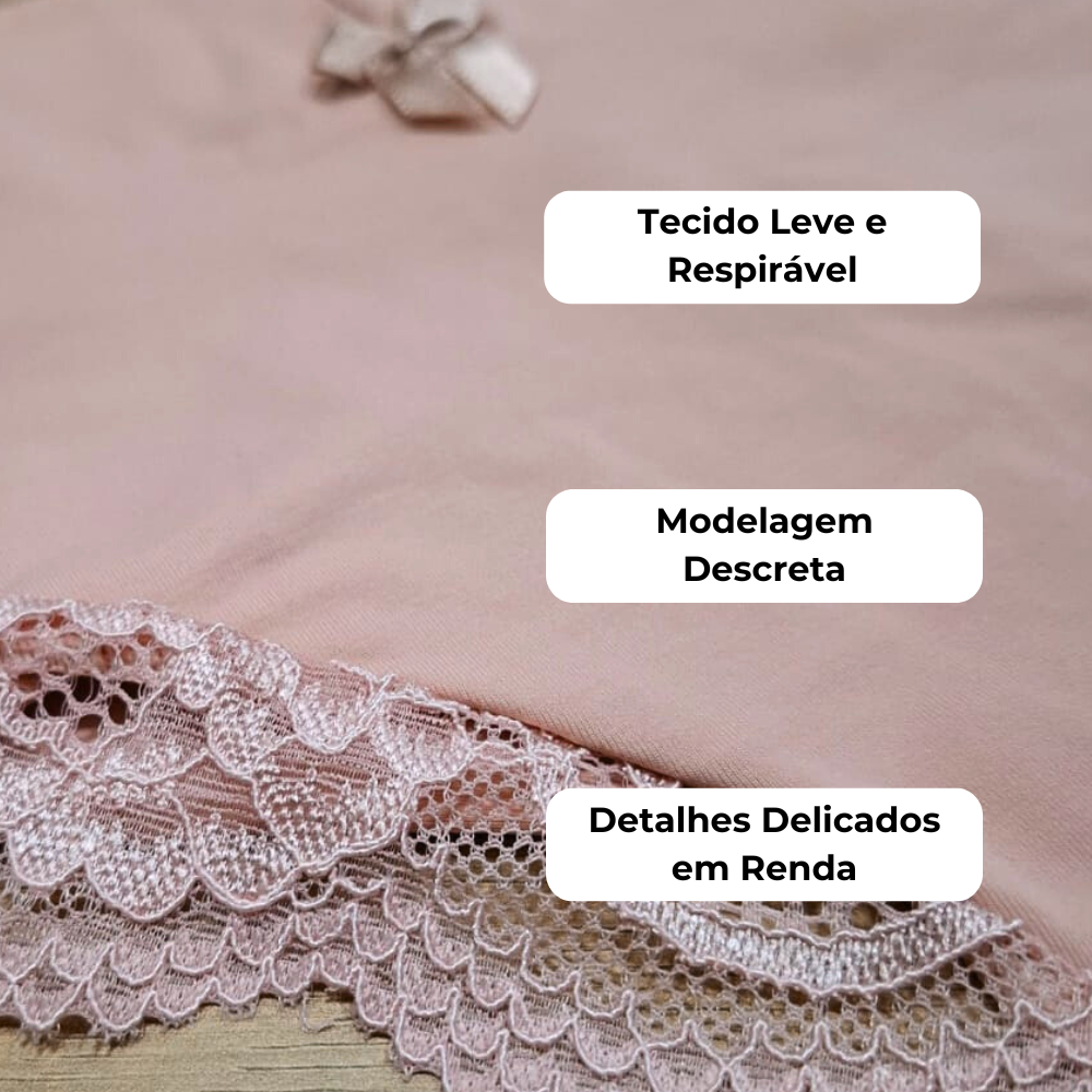 Calcinha Aurora com renda delicada, tecido leve e respirável, modelagem discreta, detalhes sofisticados em renda.
