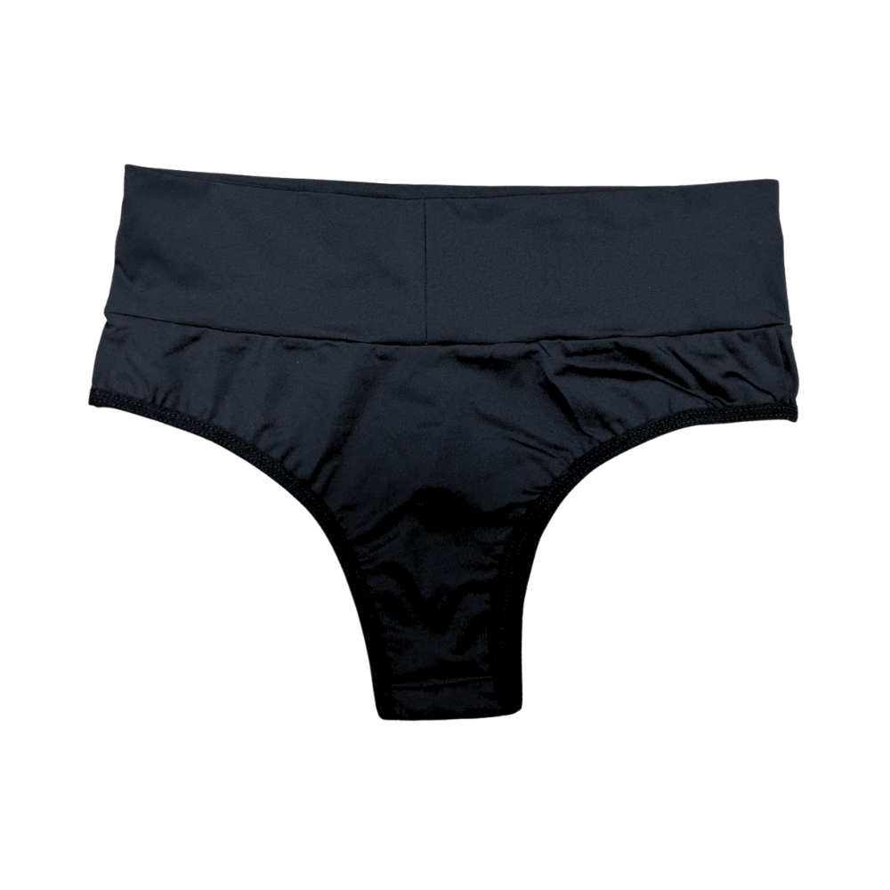 Calcinha Pandora tanga preta de cintura média, oferece conforto e estilo para o dia a dia, feita de material de alta qualidade.