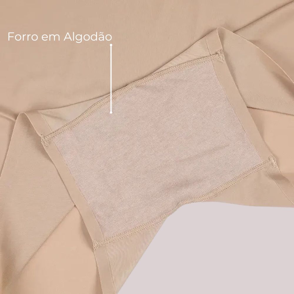 Imagem detalhada do Forro em Algodão de uma peça de roupa, mostrando o tecido interno de algodão, que proporciona maior conforto e respirabilidade, ideal para o uso diário
