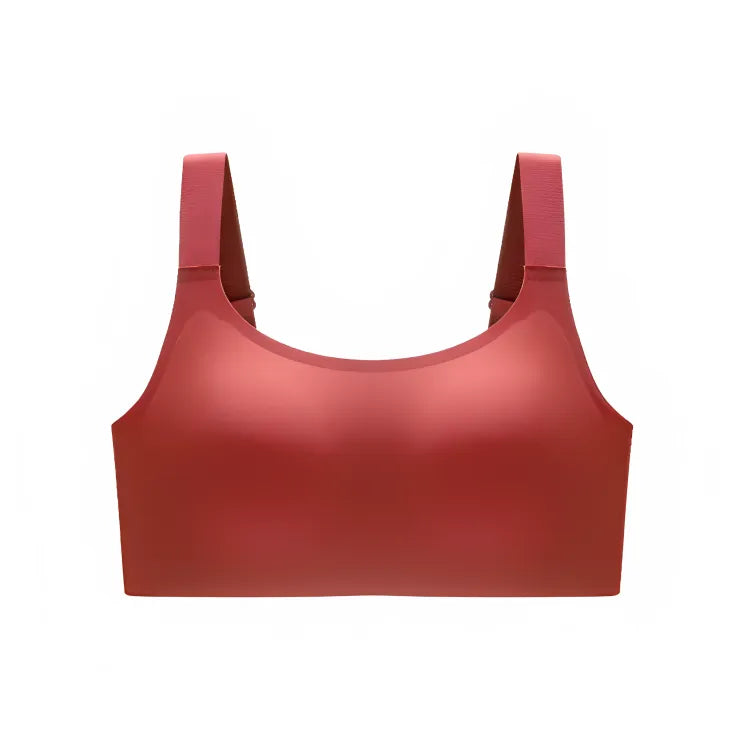 Sutiã vermelho sem costura Cygnuss, visto de frente, com design clean e estruturado.