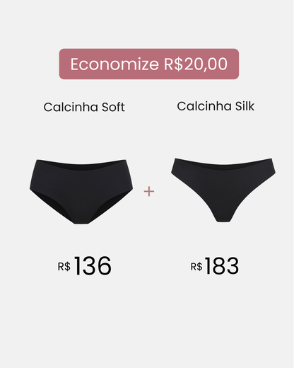 Kit Calcinhas Soft + Calcinhas Silk com Desconto