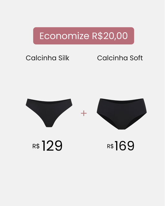 Kit 6 Calcinhas Silk + 6 Calcinhas Soft - Conforto e Toque Suave