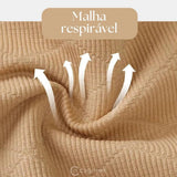 Textura de tecido respirável em cor pêssego, destacando conforto e maleabilidade para lingerie feminina elegante e confortável.