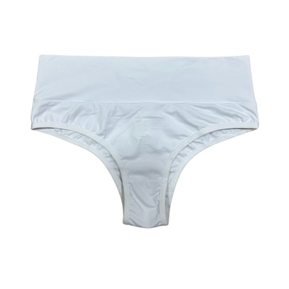 Calcinha Pandora branca, tanga de cintura média com toque suave, ideal para conforto diário e estilo feminino.