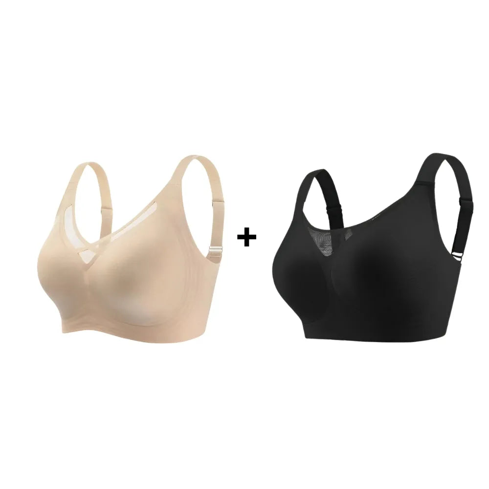 Kit promocional com dois sutiãs modeladores nas cores nude e preto; realçam os seios com sustentação, conforto absoluto e acabamento sem costuras.