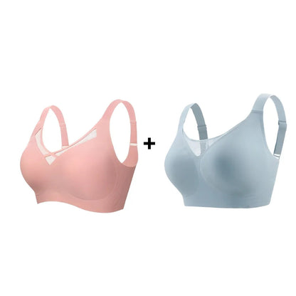 Kit em promoção com dois sutiãs modeladores nas cores rosa e azul; combina conforto extremo, leveza e sustentação com estilo delicado e moderno.