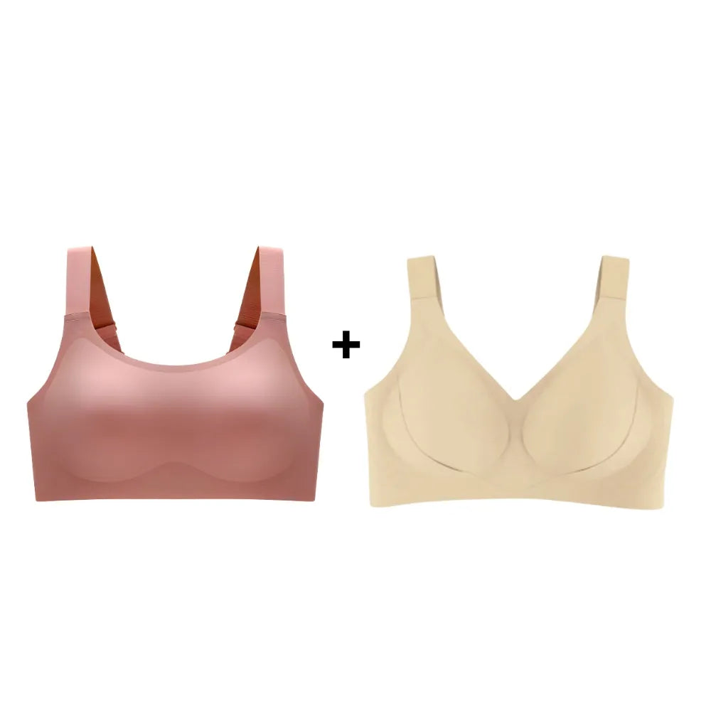 Kit promoção com dois sutiãs modeladores nas cores rosé e bege, ideal para quem busca conforto, sustentação e estilo no dia a dia.