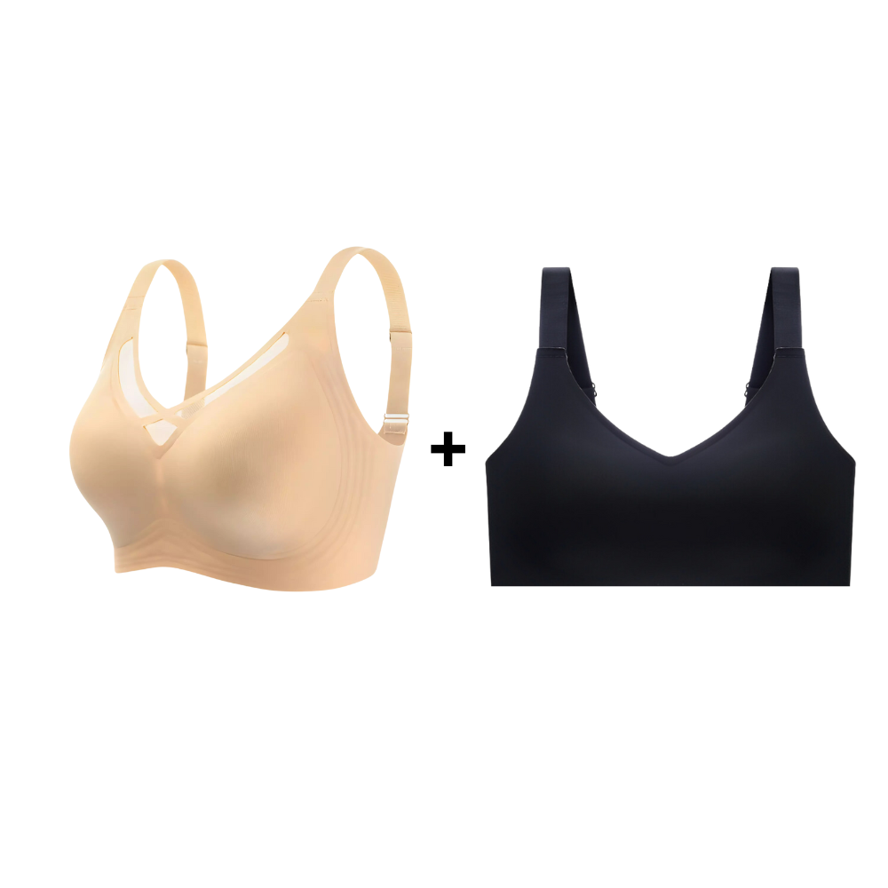 Kit com sutiãs nude e preto de qualidade premium, ideal para quem busca conforto e estilo no dia a dia. Design sem costuras, modelagem moderna e toque macio, com sustentação impecável. Aproveite essa combinação versátil e promocional.