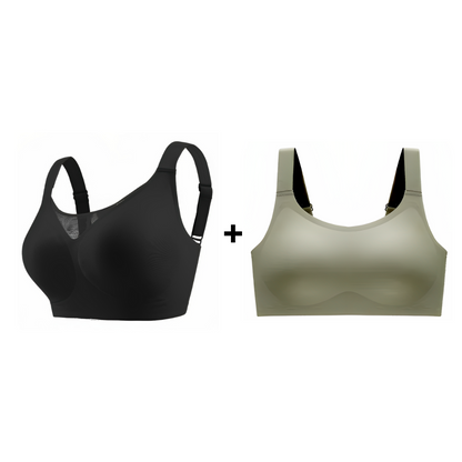 Kit promocional plus size com sutiã verde militar e preto, ideal para quem busca conforto premium e estilo. Modelagem que valoriza o corpo com leveza e ajuste perfeito.