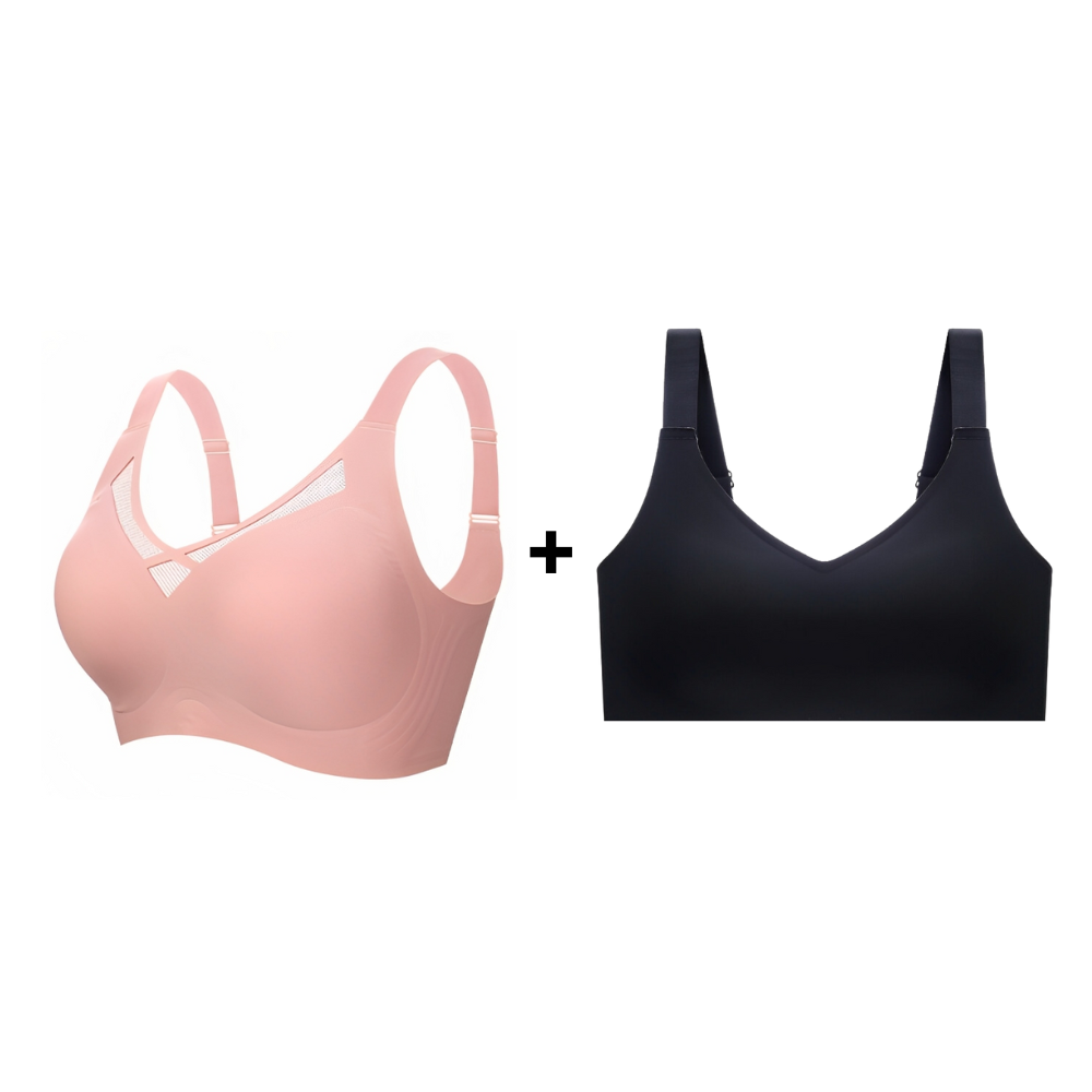 Kit promocional com sutiã rosa e preto da Cygnuss, ideal para quem busca conforto e sustentação no dia a dia. Qualidade premium com tecido leve, respirável e sem costura, que valoriza o corpo com um toque suave e elegante.