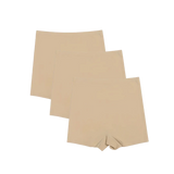 Shorts Segunda Pele na cor bege, sem costura e com ajuste confortável, ideal para uso diário, proporcionando discrição e suporte sem marcar sob a roupa.
