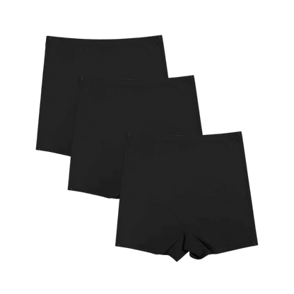 Shorts Segunda Pele na cor preta, sem costura e com ajuste confortável, ideal para uso diário, proporcionando discrição e suporte sem marcar sob a roupa.