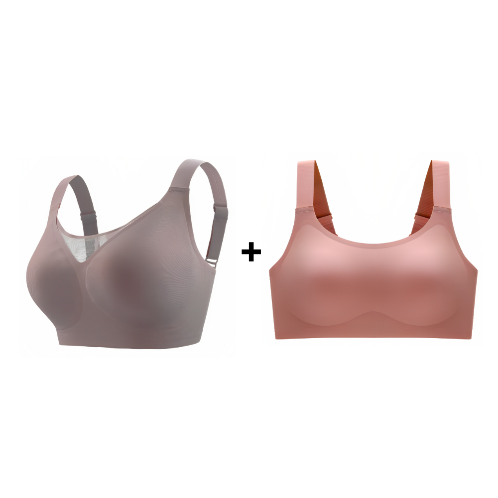 Kit promocional com sutiã chocolate e rosa plus size, oferecendo conforto e sustentação com qualidade premium. Ideal para o dia a dia, com toque suave e tecnologia sem marcas.