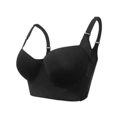 Sutiã ElevaTop – Super Sustentação push up da Cygnuss na cor preta, fotografado em fundo branco. A peça tem bojo estruturado, base alongada, alças ajustáveis e laterais reforçadas. Ideal para vitrines virtuais e apresentação técnica do produto.